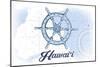 Hawaii - Ship Wheel - Blue - Coastal Icon-Lantern Press-Mounted Art Print