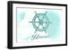 Hawaii - Ship Wheel - Teal - Coastal Icon-Lantern Press-Framed Art Print