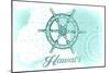 Hawaii - Ship Wheel - Teal - Coastal Icon-Lantern Press-Mounted Art Print