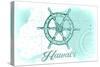 Hawaii - Ship Wheel - Teal - Coastal Icon-Lantern Press-Stretched Canvas