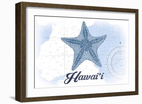 Hawaii - Starfish - Blue - Coastal Icon-Lantern Press-Framed Art Print