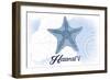 Hawaii - Starfish - Blue - Coastal Icon-Lantern Press-Framed Art Print