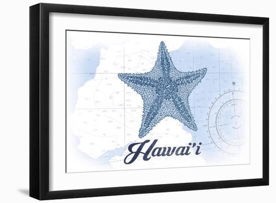 Hawaii - Starfish - Blue - Coastal Icon-Lantern Press-Framed Art Print