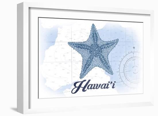 Hawaii - Starfish - Blue - Coastal Icon-Lantern Press-Framed Art Print