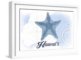 Hawaii - Starfish - Blue - Coastal Icon-Lantern Press-Framed Art Print