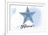 Hawaii - Starfish - Blue - Coastal Icon-Lantern Press-Framed Premium Giclee Print