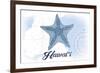 Hawaii - Starfish - Blue - Coastal Icon-Lantern Press-Framed Premium Giclee Print