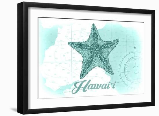 Hawaii - Starfish - Teal - Coastal Icon-Lantern Press-Framed Art Print