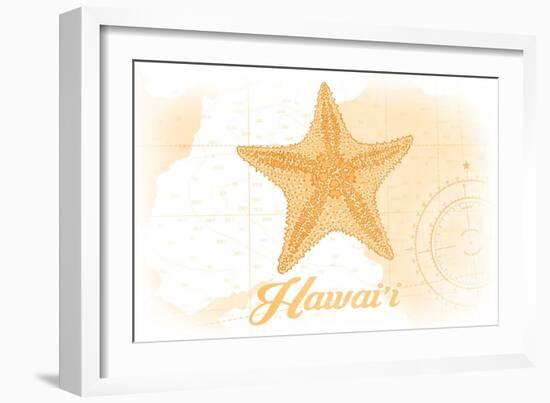 Hawaii - Starfish - Yellow - Coastal Icon-Lantern Press-Framed Art Print