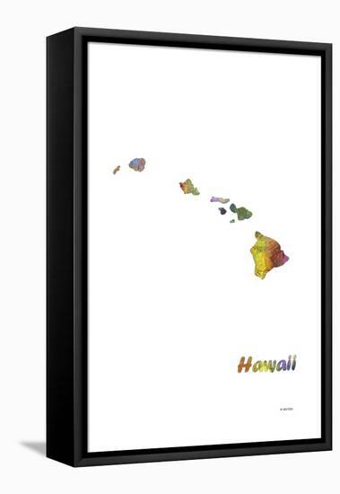 Hawaii State Map 1-Marlene Watson-Framed Stretched Canvas