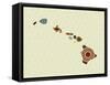 Hawaii State Map-Lanre Adefioye-Framed Stretched Canvas