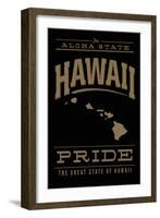 Hawaii State Pride - Gold on Black-Lantern Press-Framed Art Print
