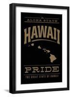 Hawaii State Pride - Gold on Black-Lantern Press-Framed Art Print