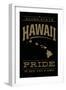 Hawaii State Pride - Gold on Black-Lantern Press-Framed Art Print