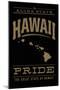 Hawaii State Pride - Gold on Black-Lantern Press-Mounted Art Print