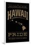 Hawaii State Pride - Gold on Black-Lantern Press-Framed Art Print