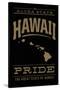 Hawaii State Pride - Gold on Black-Lantern Press-Stretched Canvas