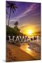 Hawaii - Sunset and Palm-Lantern Press-Mounted Art Print