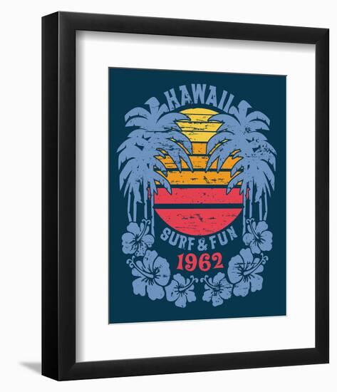 Hawaii Surf and Fun Artwork-null-Framed Art Print