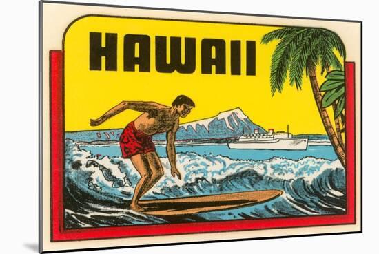 Hawaii, Surfer at Diamond Head, Cruise Ship-null-Mounted Art Print