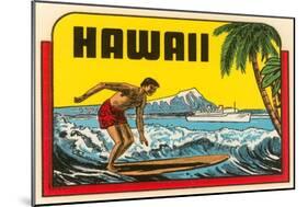 Hawaii, Surfer at Diamond Head, Cruise Ship-null-Mounted Art Print