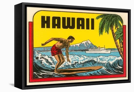 Hawaii, Surfer at Diamond Head, Cruise Ship-null-Framed Stretched Canvas