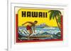 Hawaii, Surfer at Diamond Head, Cruise Ship-null-Framed Premium Giclee Print