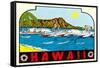 Hawaii, Surfers at Diamond Head-null-Framed Stretched Canvas