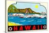 Hawaii, Surfers at Diamond Head-null-Stretched Canvas