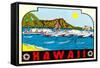 Hawaii, Surfers at Diamond Head-null-Framed Stretched Canvas