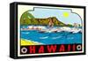 Hawaii, Surfers at Diamond Head-null-Framed Stretched Canvas