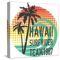 ''Hawaii Surfrider Team'' Artwork for T-Shirt, Poster...Grunge and Halftone Textures.-19srb81-Stretched Canvas