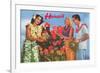 Hawaii, Tourist Couple, Fruit, Hawaiian Lady-null-Framed Premium Giclee Print