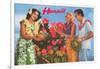 Hawaii, Tourist Couple, Fruit, Hawaiian Lady-null-Framed Art Print
