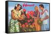 Hawaii, Tourist Couple, Fruit, Hawaiian Lady-null-Framed Stretched Canvas