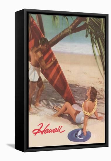 Hawaii, Tourists with Surfboard-null-Framed Stretched Canvas