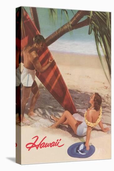 Hawaii, Tourists with Surfboard-null-Stretched Canvas