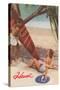 Hawaii, Tourists with Surfboard-null-Stretched Canvas