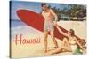 Hawaii, Tourists with Surfboard-null-Stretched Canvas