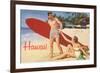 Hawaii, Tourists with Surfboard-null-Framed Art Print