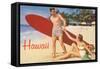 Hawaii, Tourists with Surfboard-null-Framed Stretched Canvas