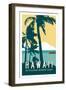 Hawaii Travel Poster-Michael Jon Watt-Framed Premium Giclee Print