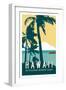 Hawaii Travel Poster-Michael Jon Watt-Framed Premium Giclee Print