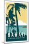 Hawaii Travel Poster-Michael Jon Watt-Mounted Premium Giclee Print