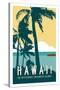 Hawaii Travel Poster-Michael Jon Watt-Stretched Canvas