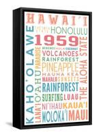 Hawaii - Typography-Lantern Press-Framed Stretched Canvas