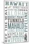 Hawaii - Typography-Lantern Press-Mounted Art Print