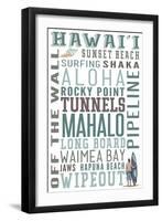 Hawaii - Typography-Lantern Press-Framed Art Print