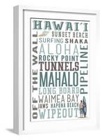 Hawaii - Typography-Lantern Press-Framed Art Print