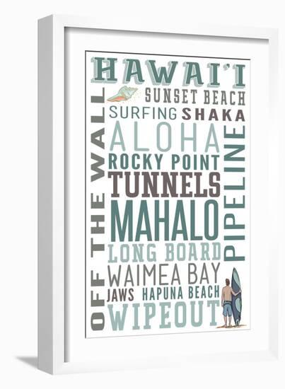 Hawaii - Typography-Lantern Press-Framed Art Print